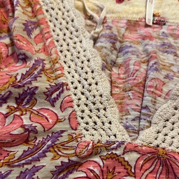 Free People Leilani Top ~ Floral Cream & Pink - Picture 10 of 12